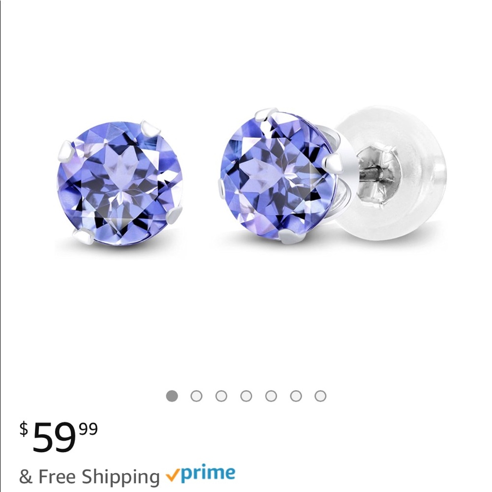 1.0 Ct AAA 5mm Tanzanite Solid White Gold Stud